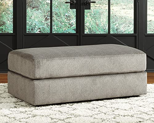 Gray Chenille Oversized Ottoman V19300
