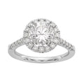 14 Karat White Gold Round Halo Moissanite Engagement Ring D833