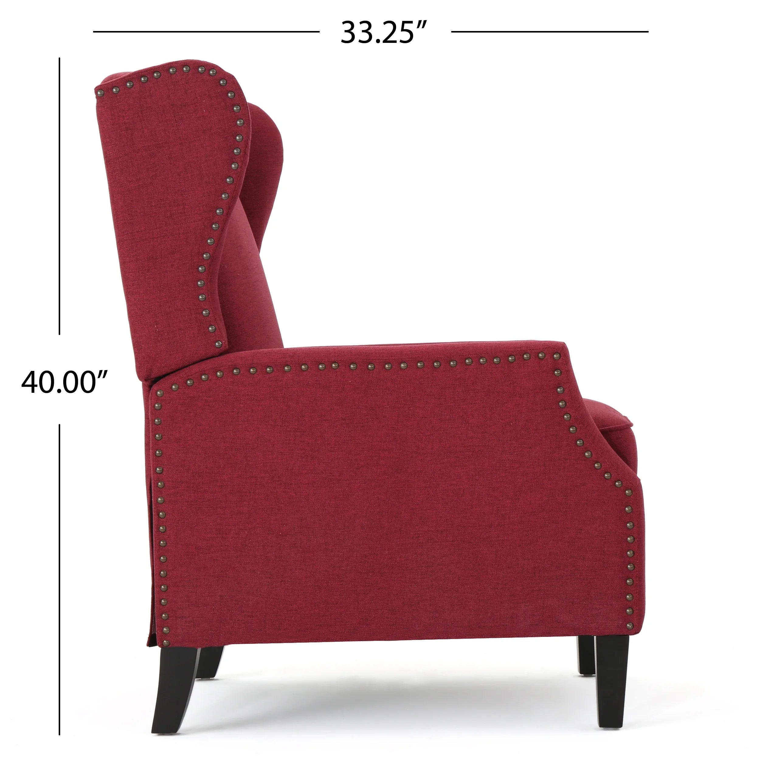 Deep Red and Dark Brown Fabric Pushback Recliner, Set of 2 F4091