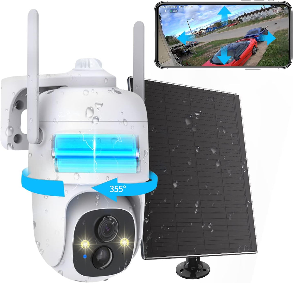 Wireless Solar Outdoor Security WiFi Camera with 360 View and IP65 Waterproof Q82472