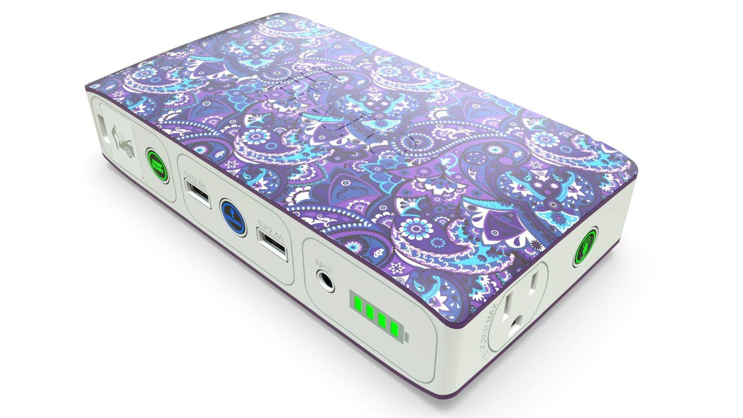 Violet Paisley Portable Phone Laptop Charger Car Jump Starter with AC Outlet and Car Charger B2041