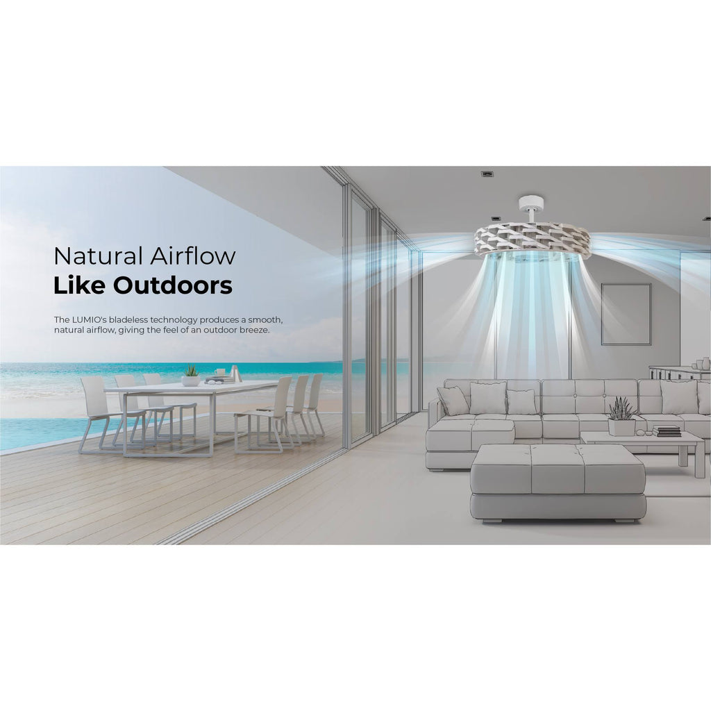 White 6 Speed Dimmable LED Bladeless Ceiling Fan H424
