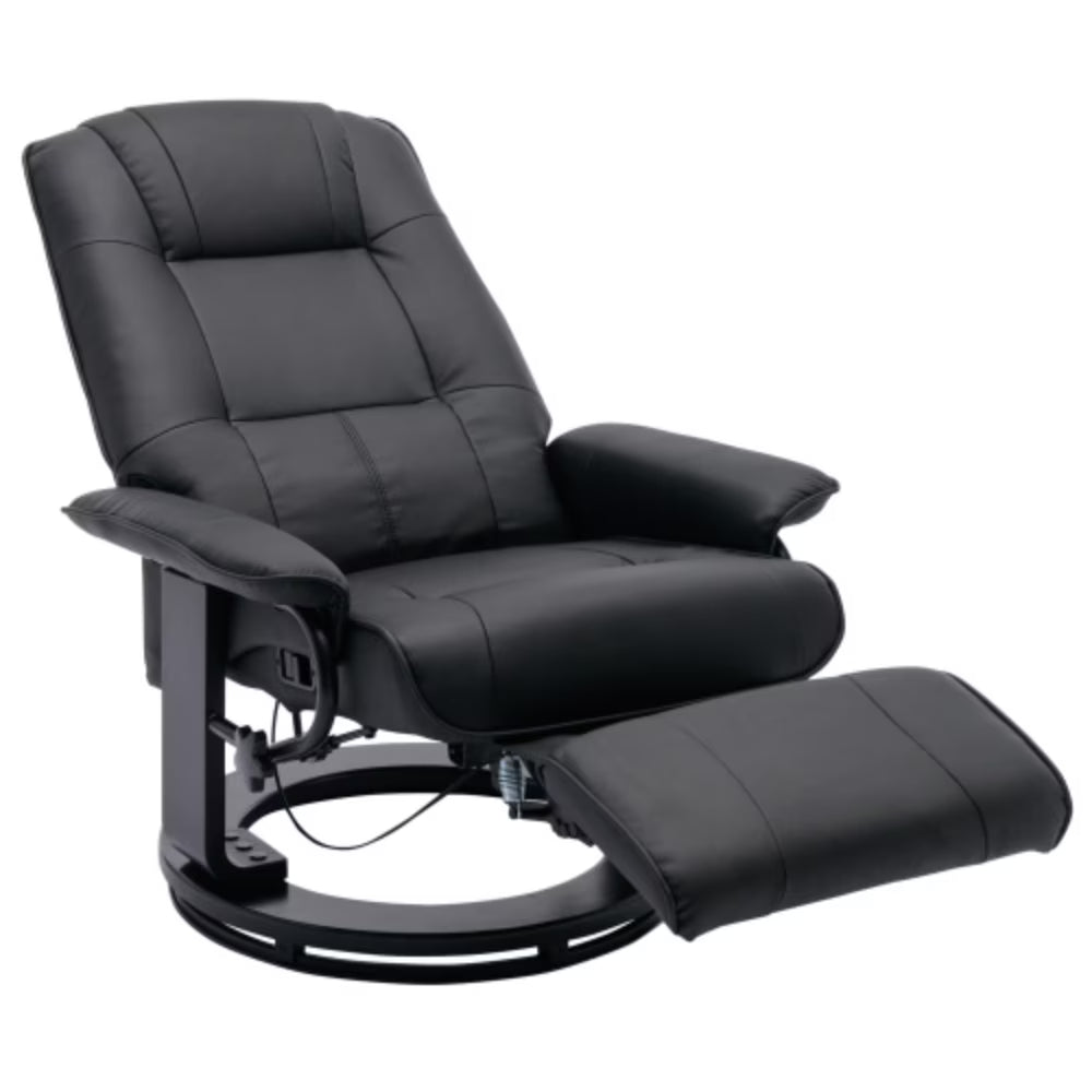 Black Faux Leather Swivel Recliner with Footrest I247639