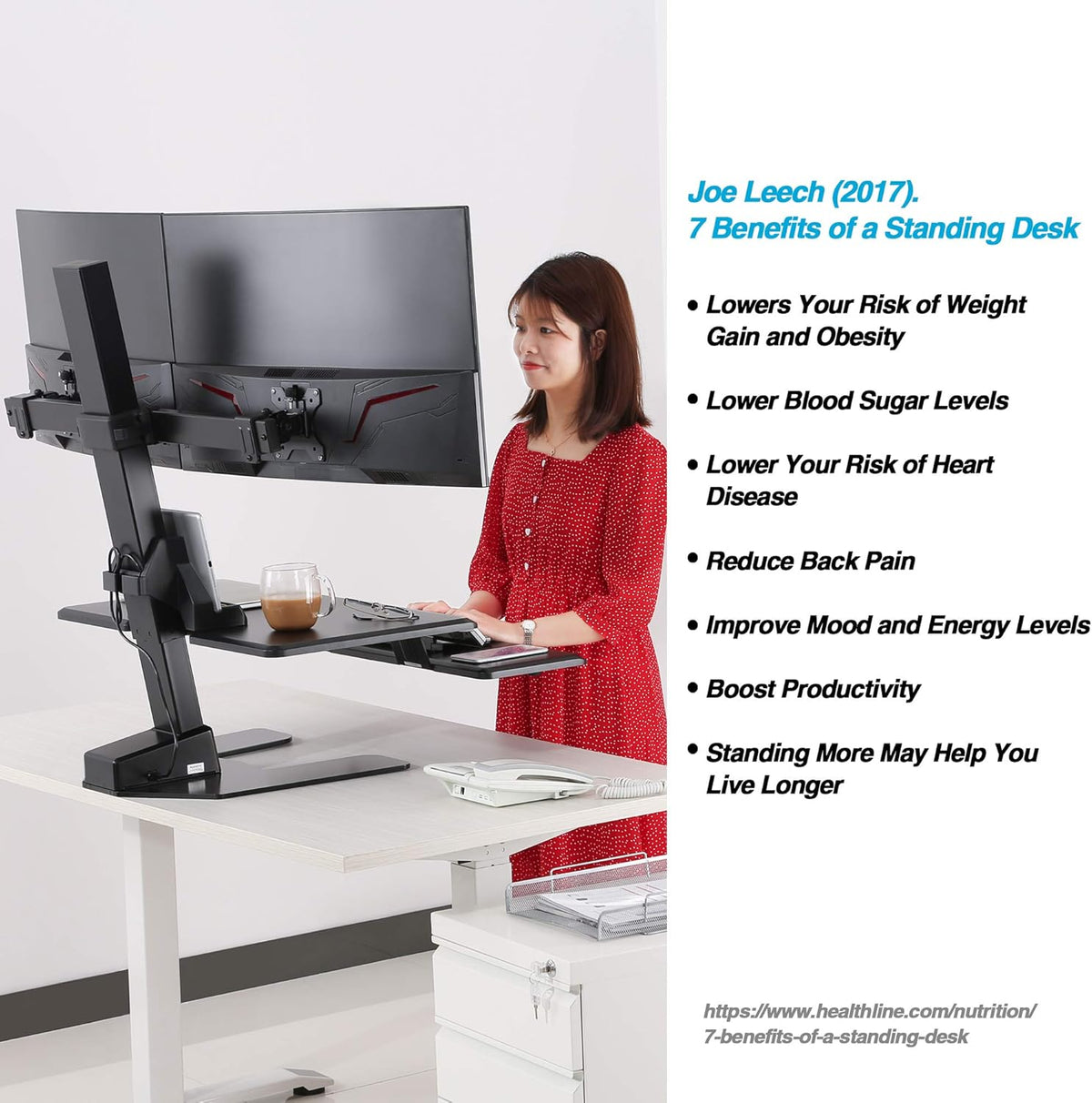 Dual 32" Monitor Electric Standing Desk with Keyboard Tray Extra Large 28"x 16" Tabletop Motorized Height Adjustable Sit to Stand Table N9119