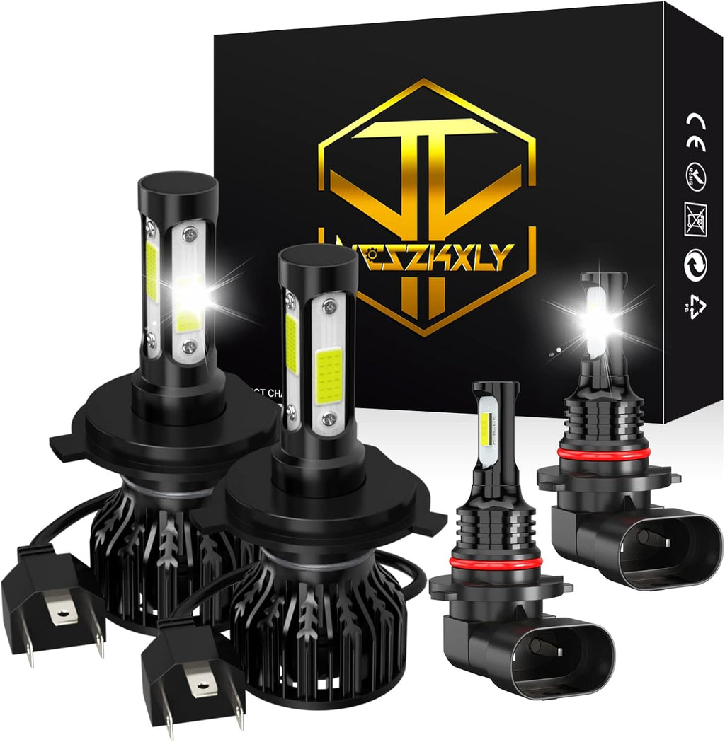 9003/H4 High/Low Beam LED Headlight Bulbs, H11/H16 LED Fog Light Bulbs, Pack of 4 N513