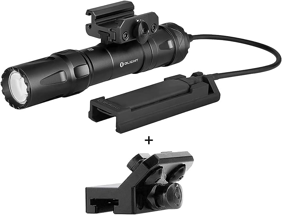 2000 Lumens Rechargeable Picatinny Rail Mounted Tactical Flashlight with Remote Pressure Switch N689386