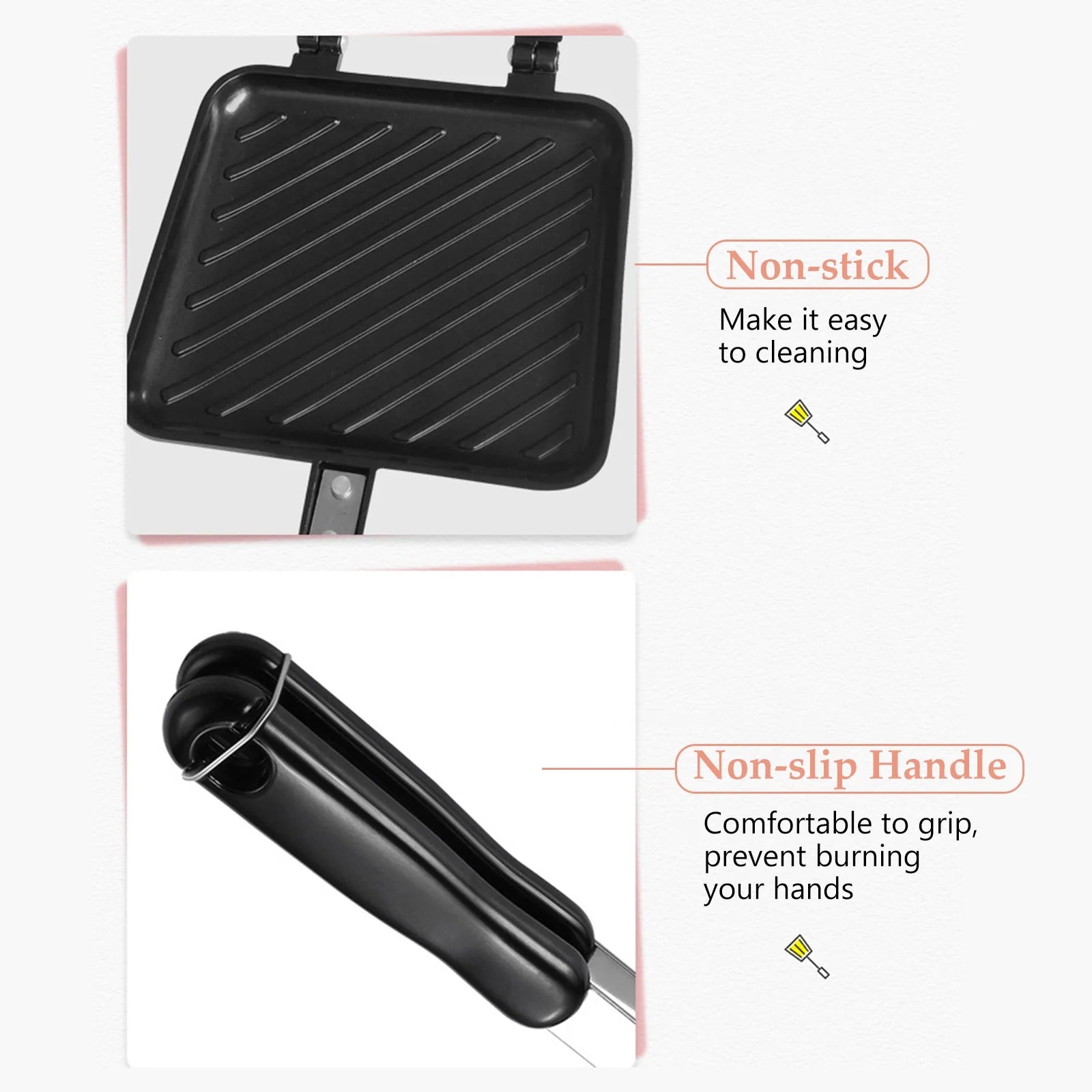 Non-stick Grilled Sandwich Maker with Insulated Handle U624