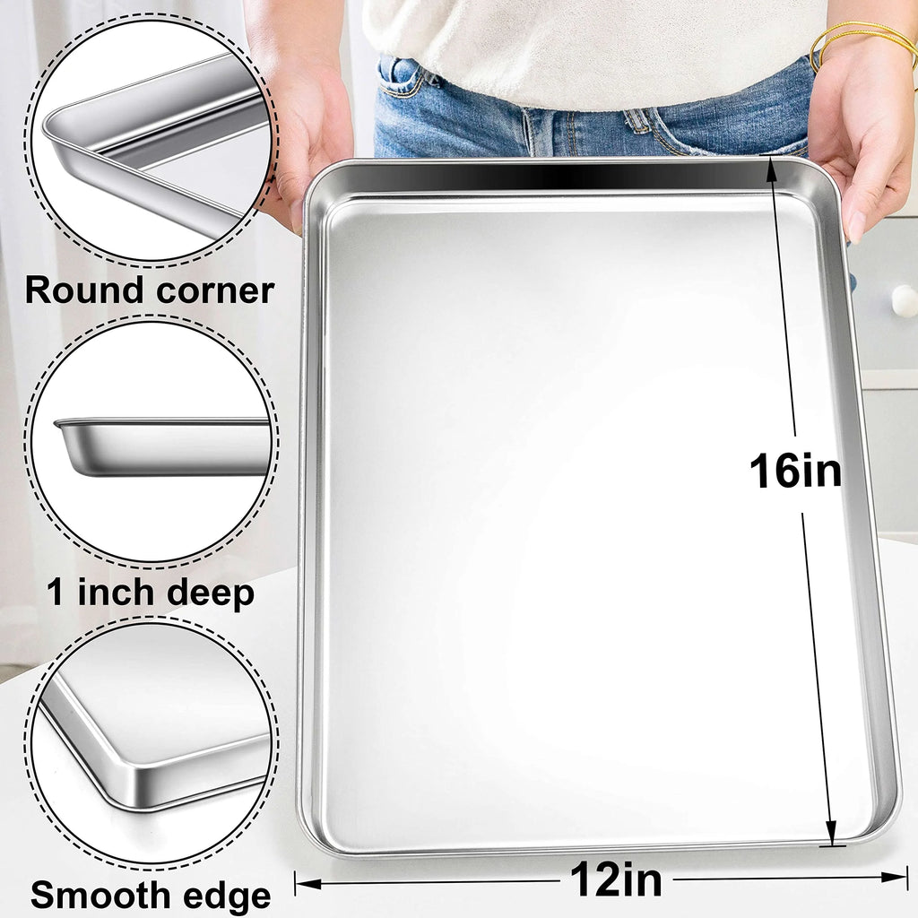 Stainless Steel Rimmed Half Sheet Baking Pan Set of 2 W990168