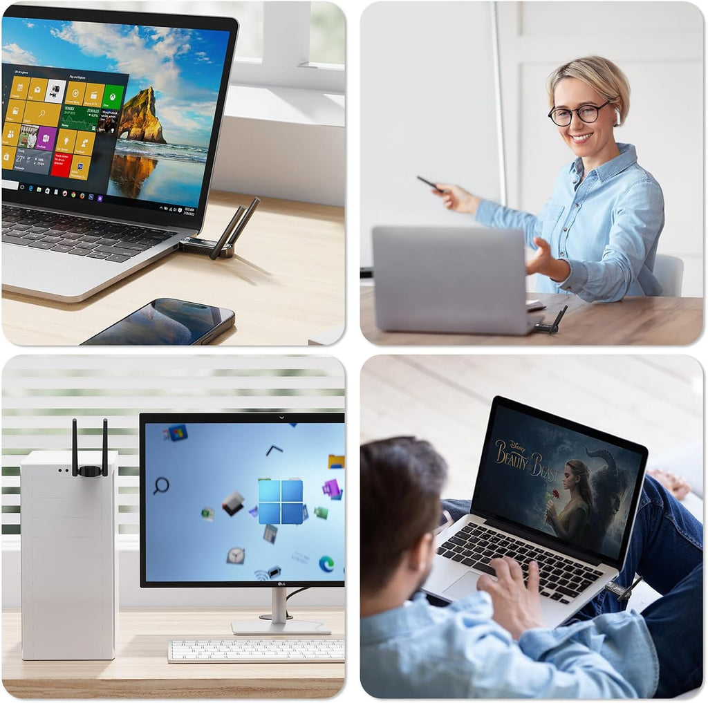 AC1300Mbps Dual Band USB 3.0 WiFi Adapter with 2.4GHz/5GHz and Dual 5dBi Antennas W358