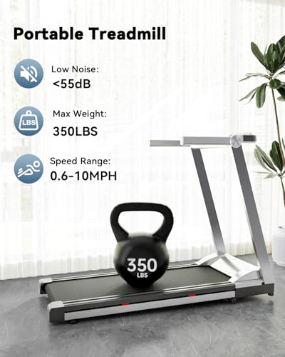Folding Treadmill with Incline, 3.5HP, 350 LBS Weight Capacity P355