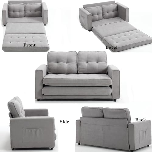 Dark Grey Convertible Folding Futon Sofa Bed S518491