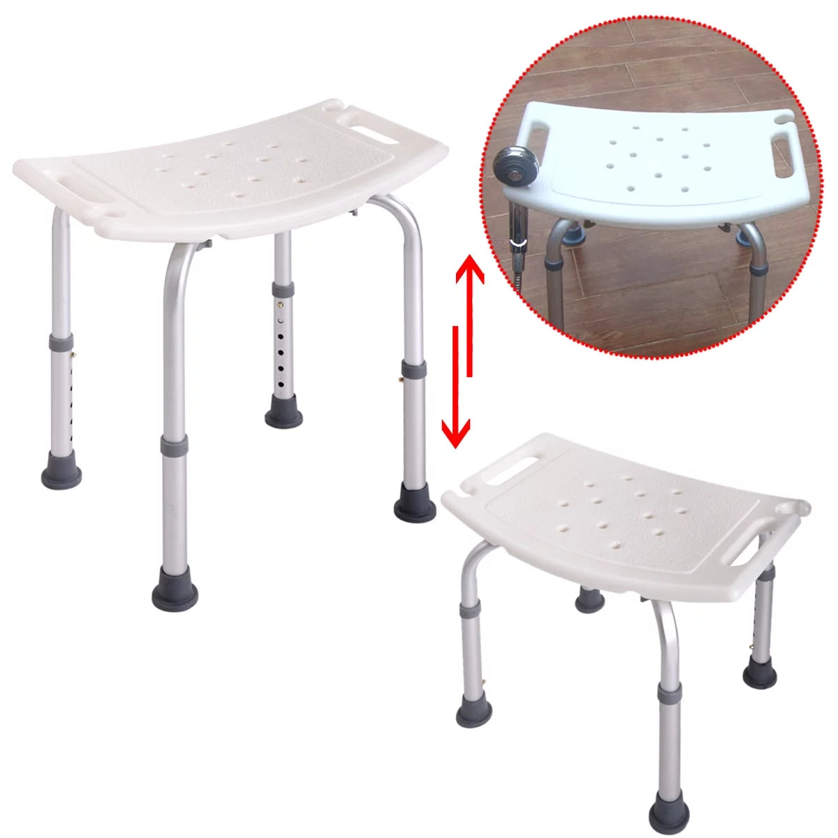 White 6 Adjustable Height Bath Shower Chair C52000
