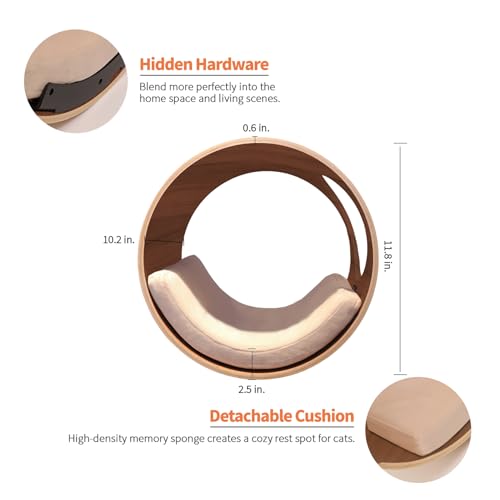 Oak Round Cat Wall Shelves with Cushion V726
