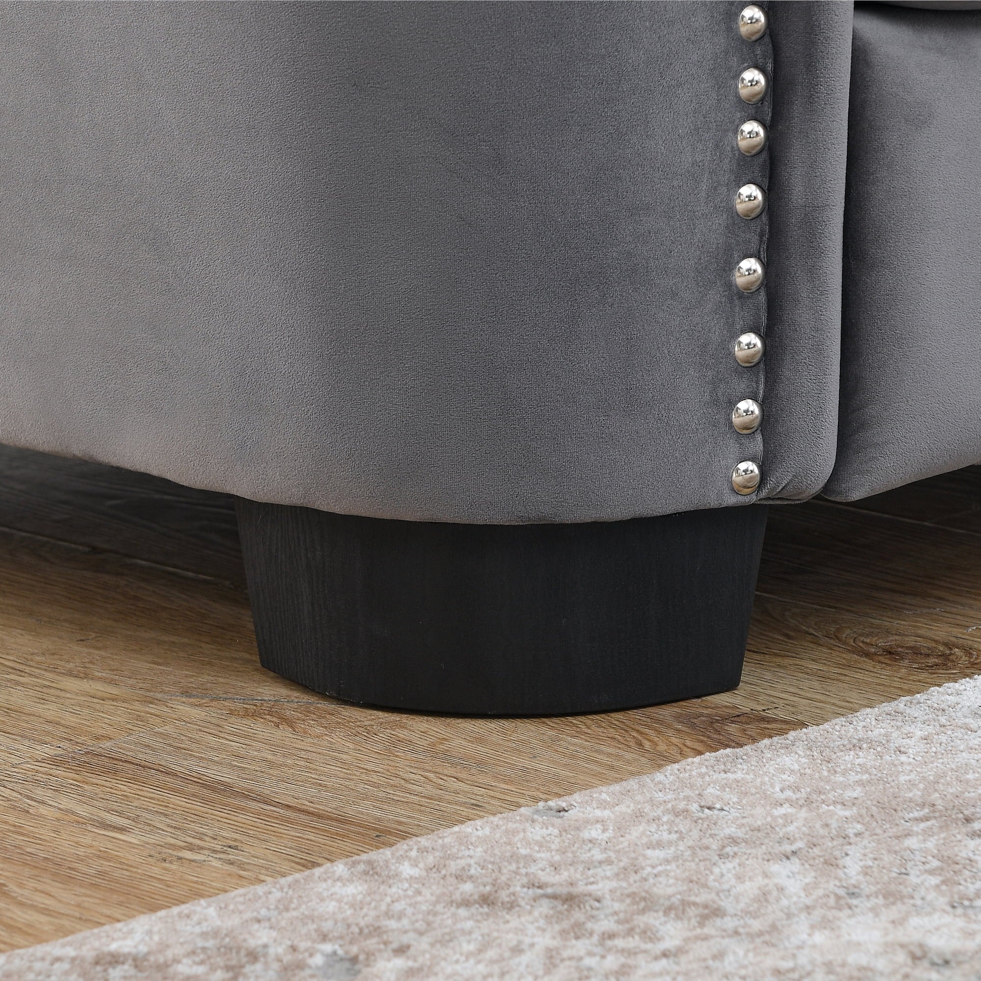 Grey Velvet 3-Seater Chesterfield Sofa F2005