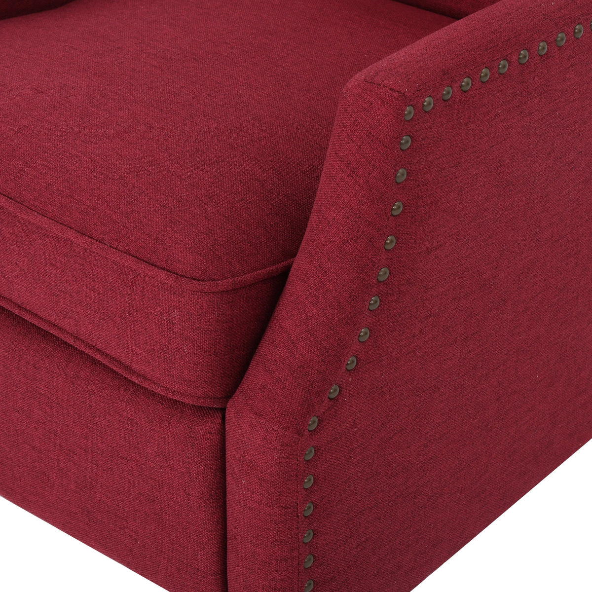Deep Red and Dark Brown Fabric Pushback Recliner, Set of 2 F4091
