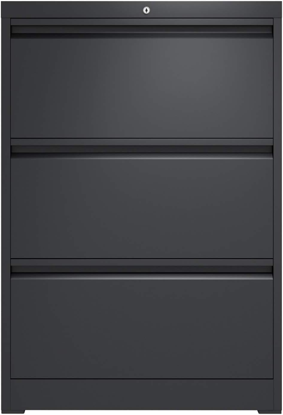 Black 3 Drawer Metal Lateral File Cabinet F763