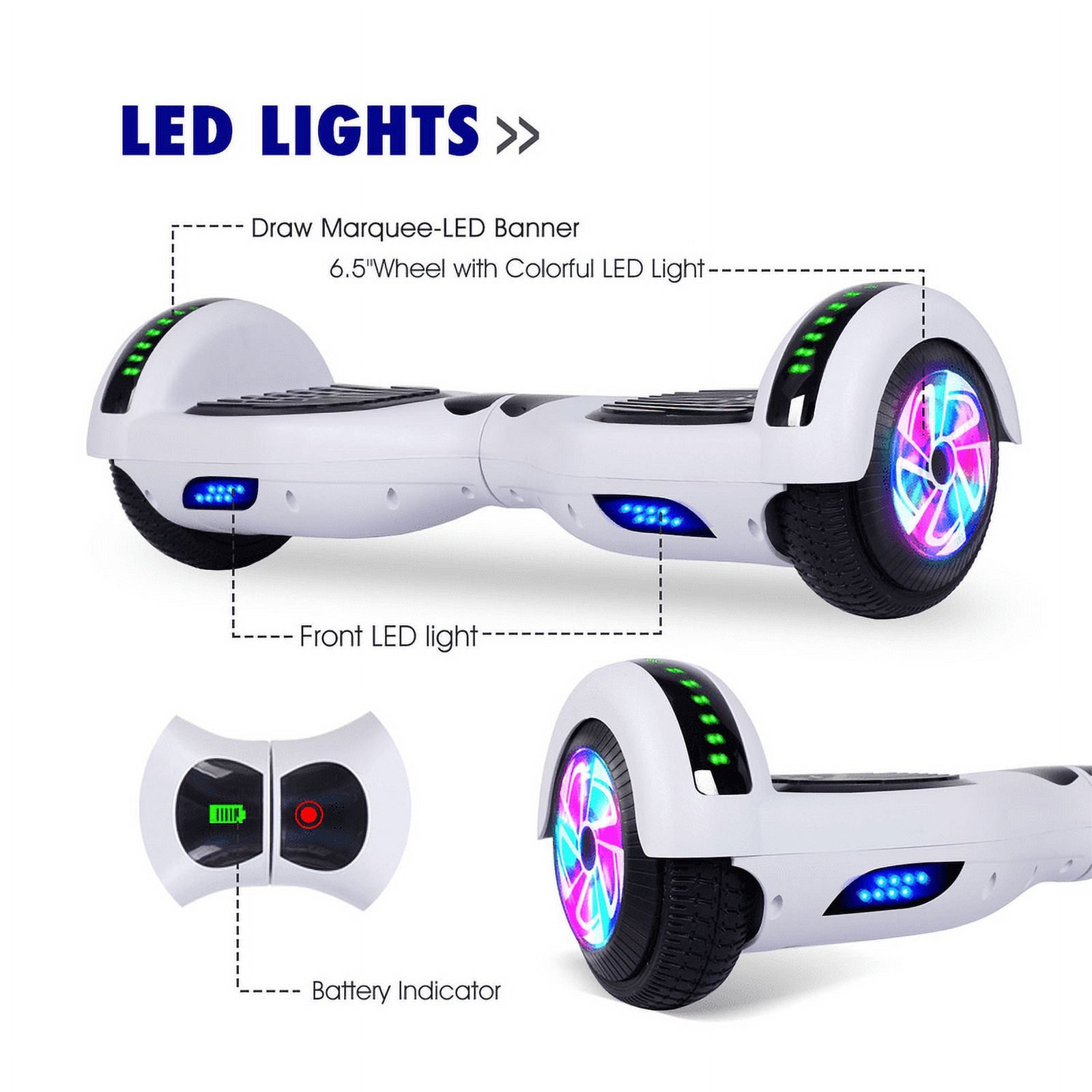 6.5 inch Two Wheel Self Balancing Electric Scooter with Bluetooth Speaker and LED Lights J44474