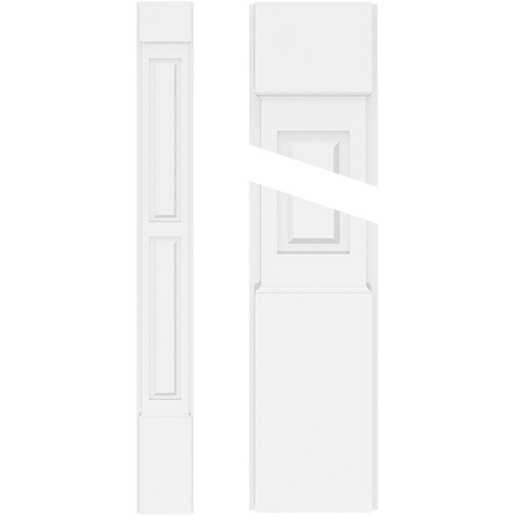 Two Equal Raised Panel PVC Pilaster with Capital and Base (Pair) Z832720