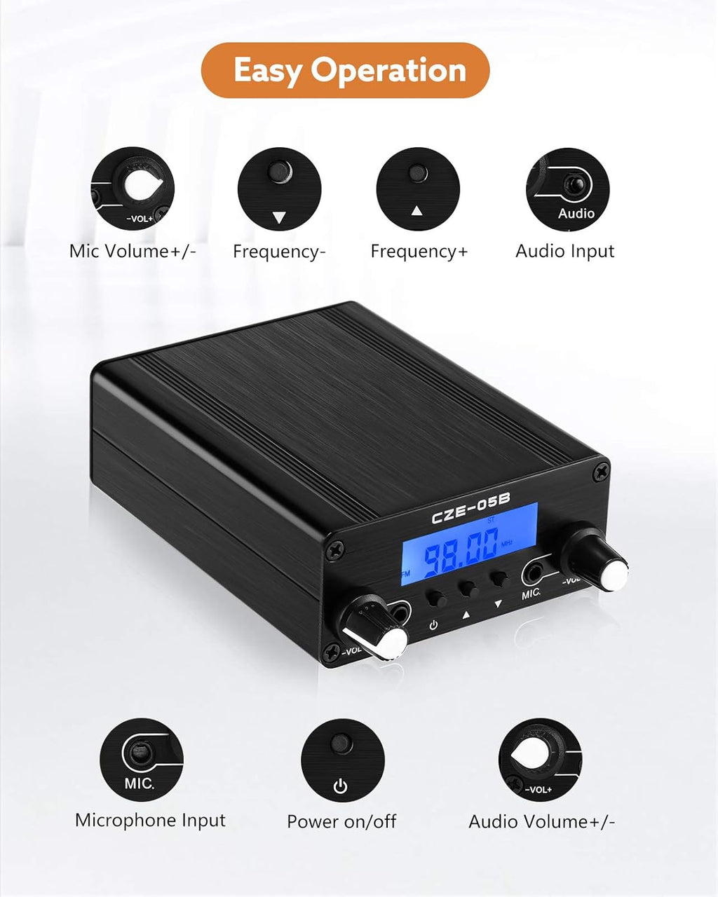 FM Broadcast Transmitter 76~108MHz with Microphone and Antenna M179204