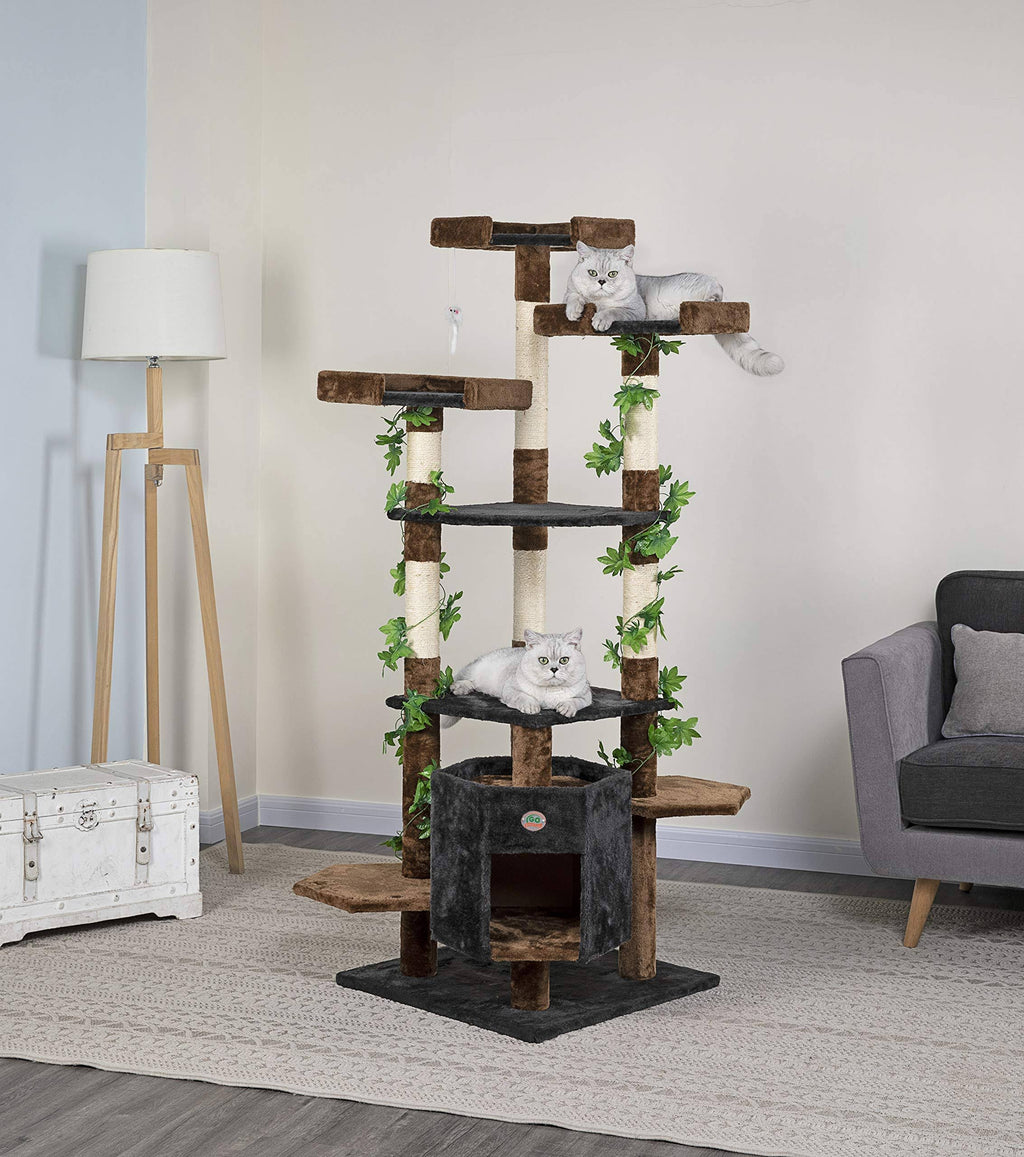 67-Inch Brown Black Cat Condo Climber Furniture H423090