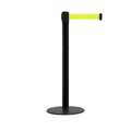 Retractable Belt Barrier Stanchion with Steel Base, Black Post, 9ft. Belt T809471