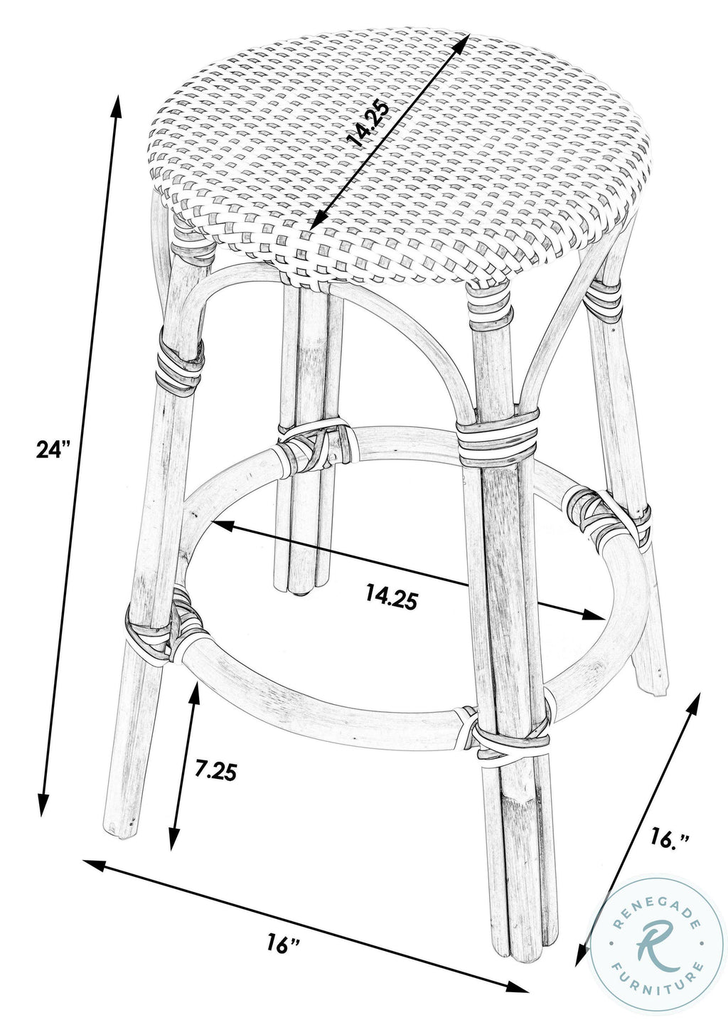 Grey & White Rattan Counter Stool H63420