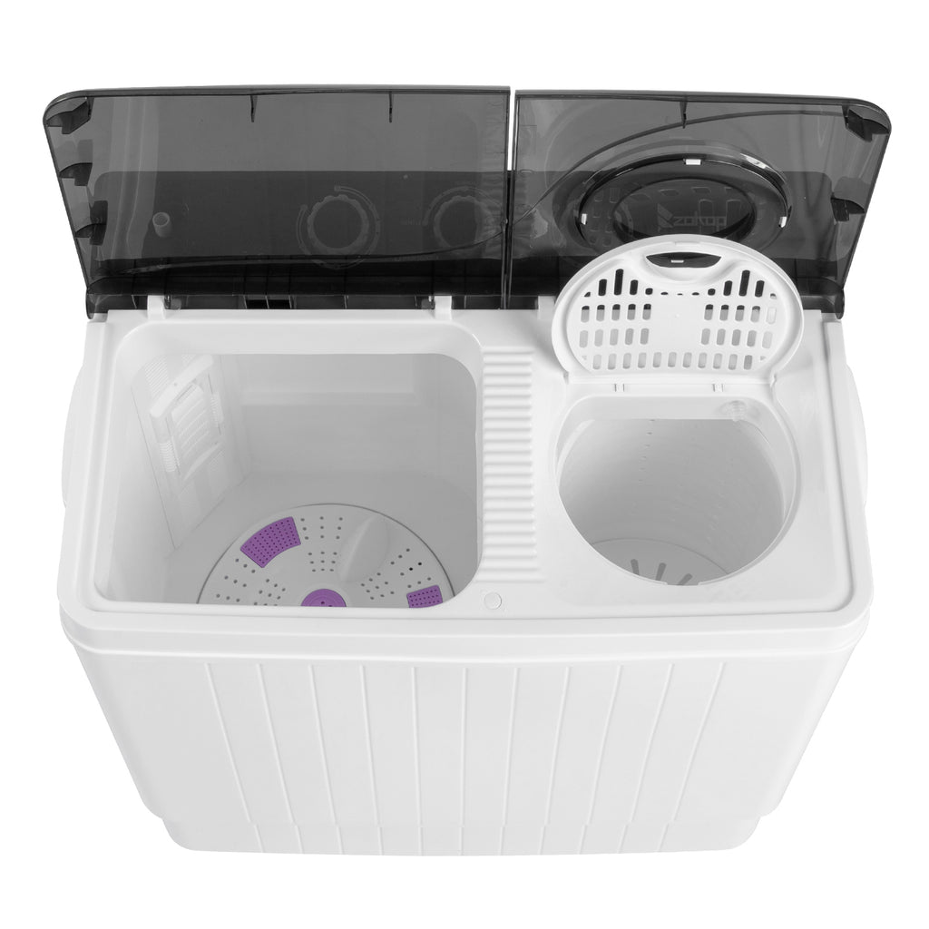 Semi-automatic Twin Tub Washing Machine with Built-in Drain Pump, White&Black S4765