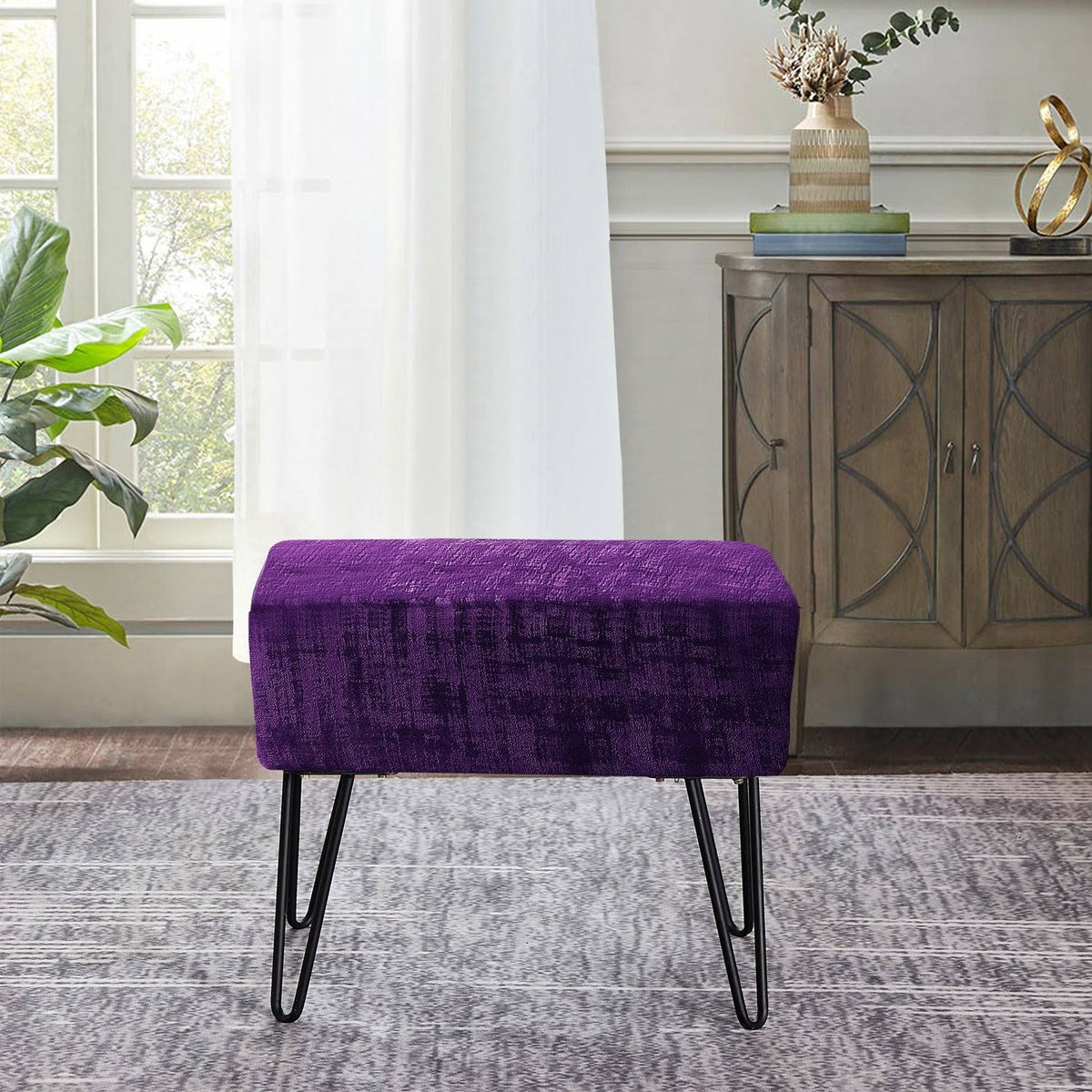 Textured Velvet Ottoman M18492