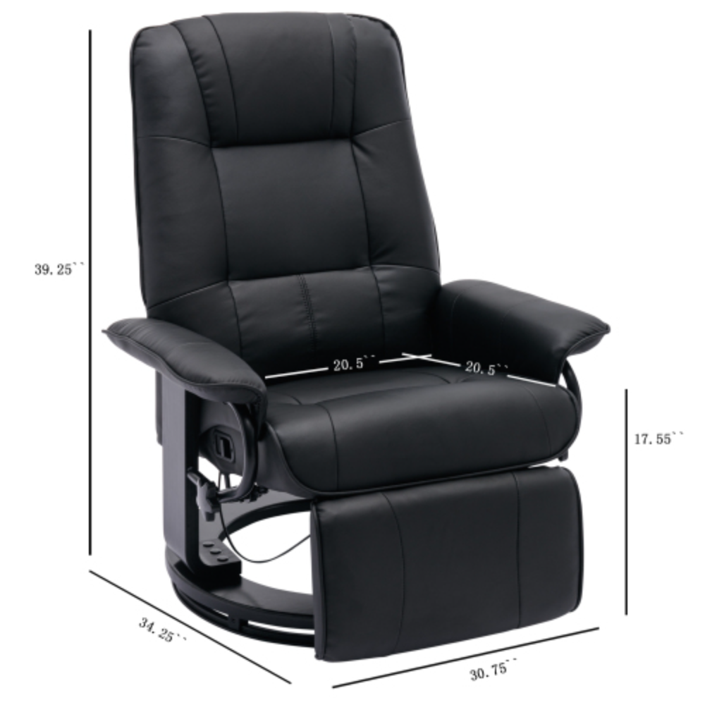 Black Faux Leather Swivel Recliner with Footrest I247639