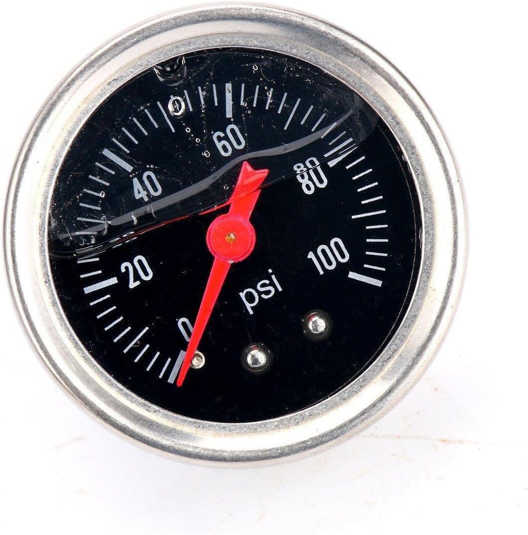 Universal Adjustable Fuel Pressure Regulator Kit with AN6 Hose Fittings 100psi Gauge Black & Red Pack of 2 A6572