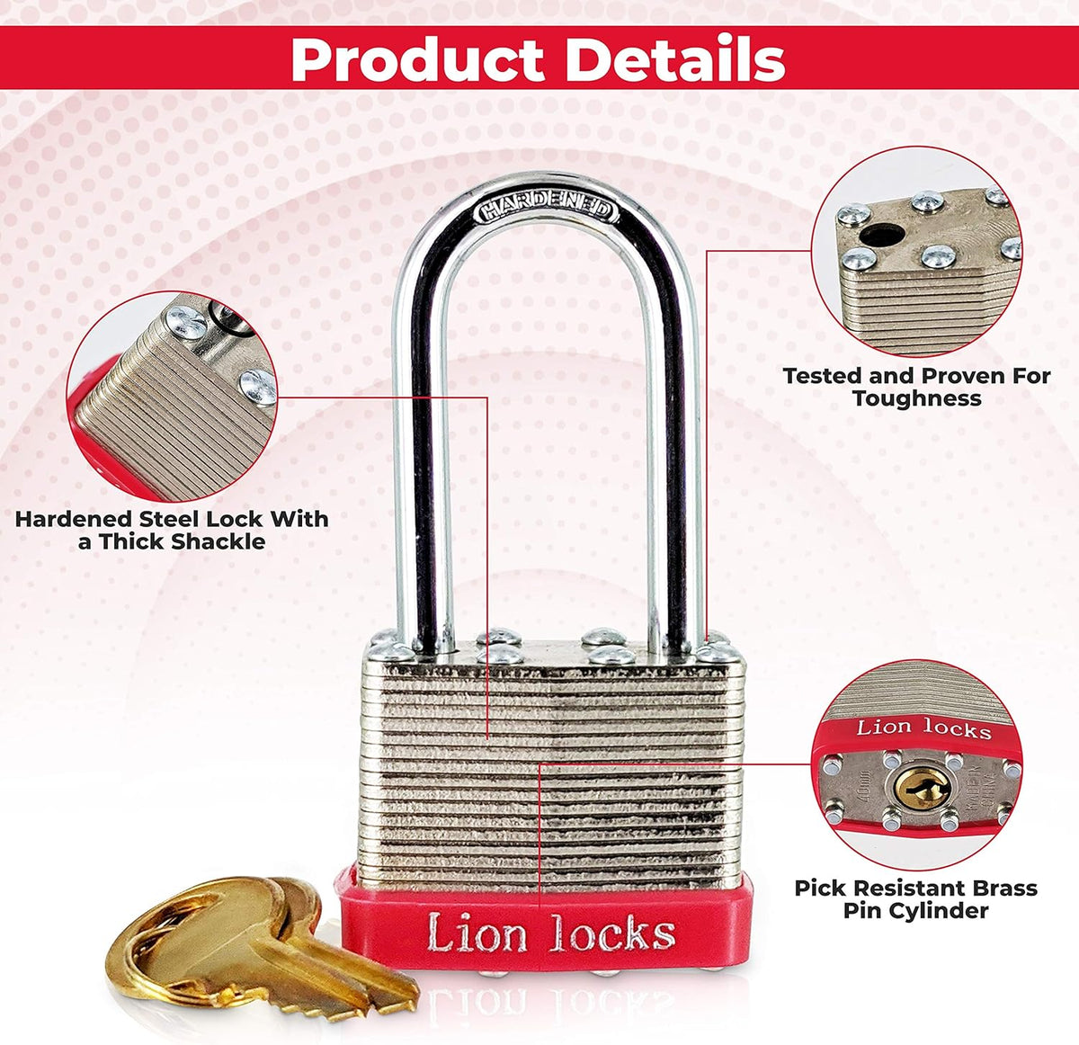 48 Keyed-Alike Padlocks with 2" Long Shackle, Hardened Steel Case, Brass Pin Cylinder S558