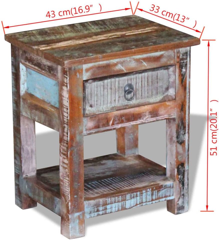 Solid Reclaimed Wood Side Table with 1 Drawer P87928
