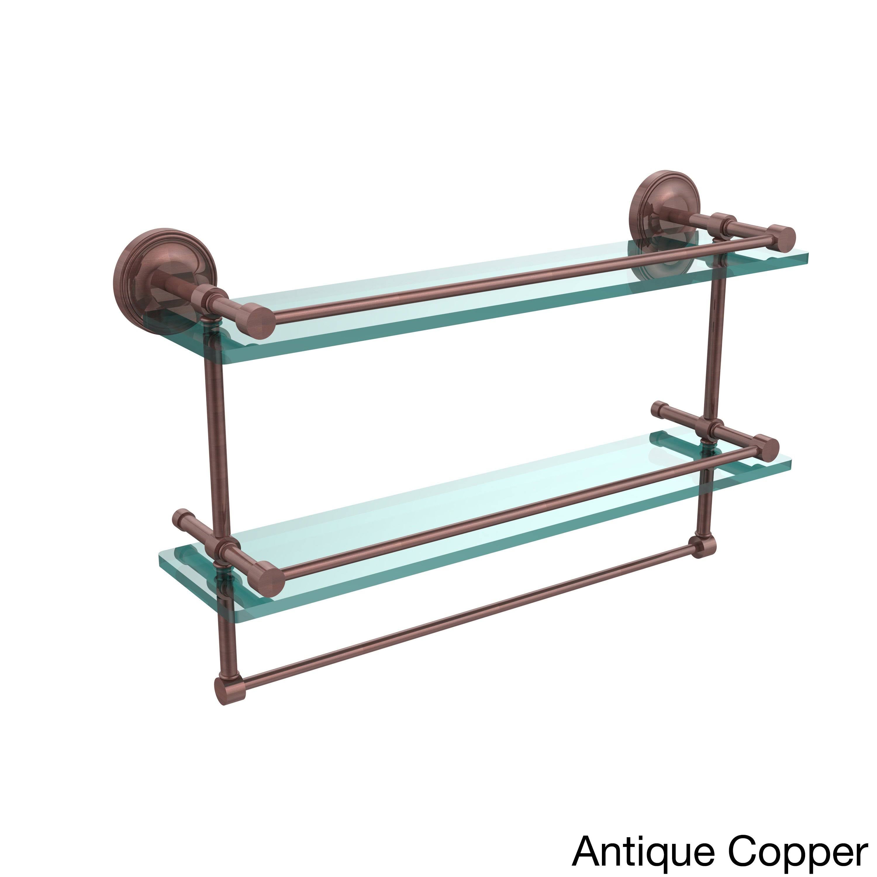 Double Glass Shelf with Towel Bar - Antique Copper - 22 inch G784159
