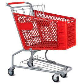 Red Plastic Shopping Cart 3.5 Cu. Foot Capacity D700