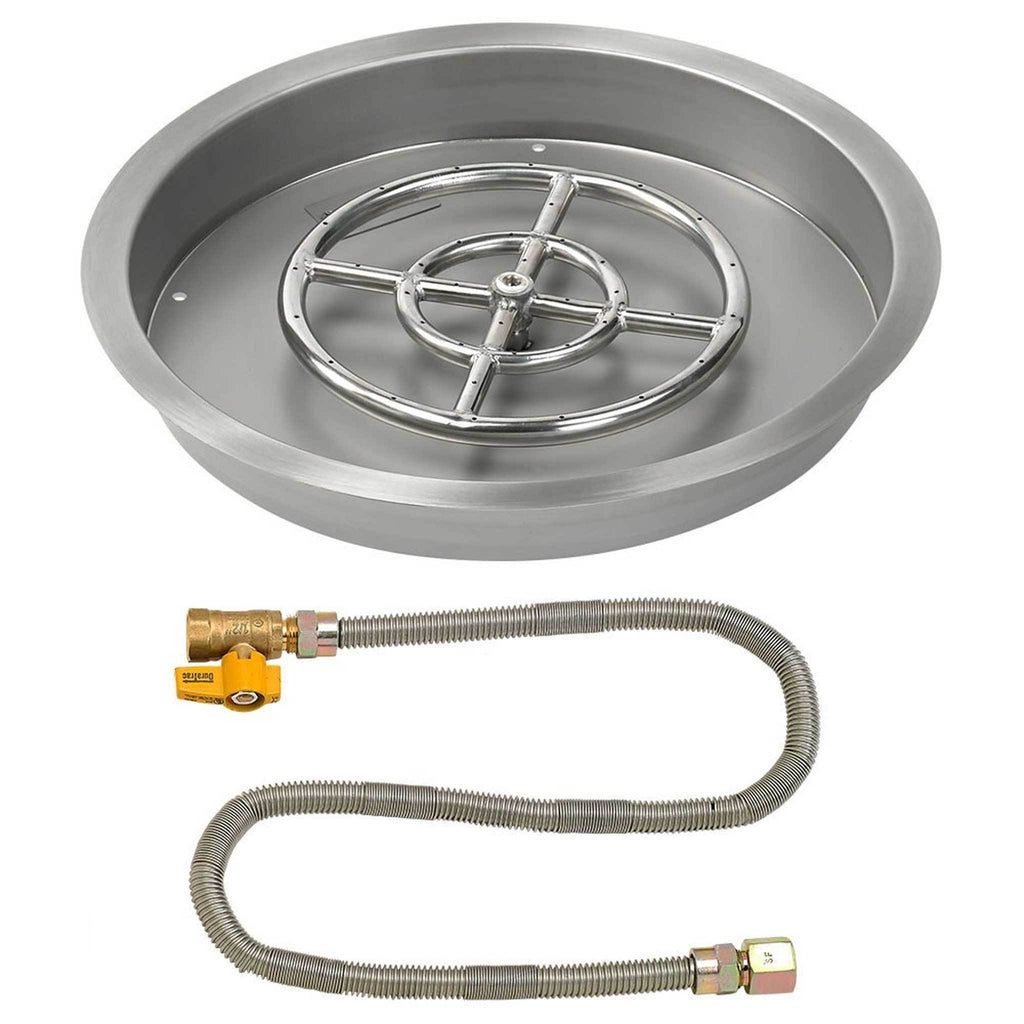 Round Stainless Steel Drop-In Pan with Match Light Kit Propane Fire Pit Ring V18247