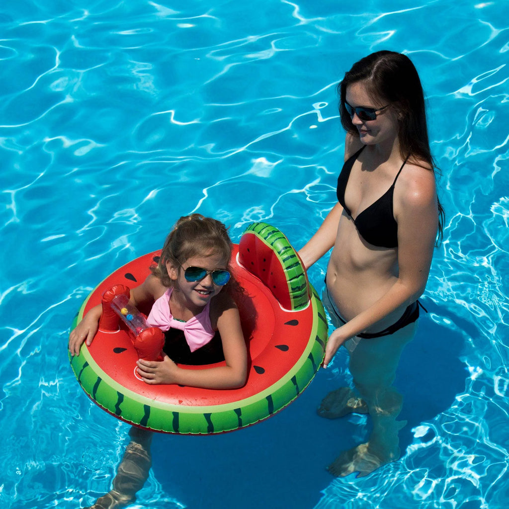 Red Green Watermelon Baby Seat Pool Inflatable Ride-On T419654