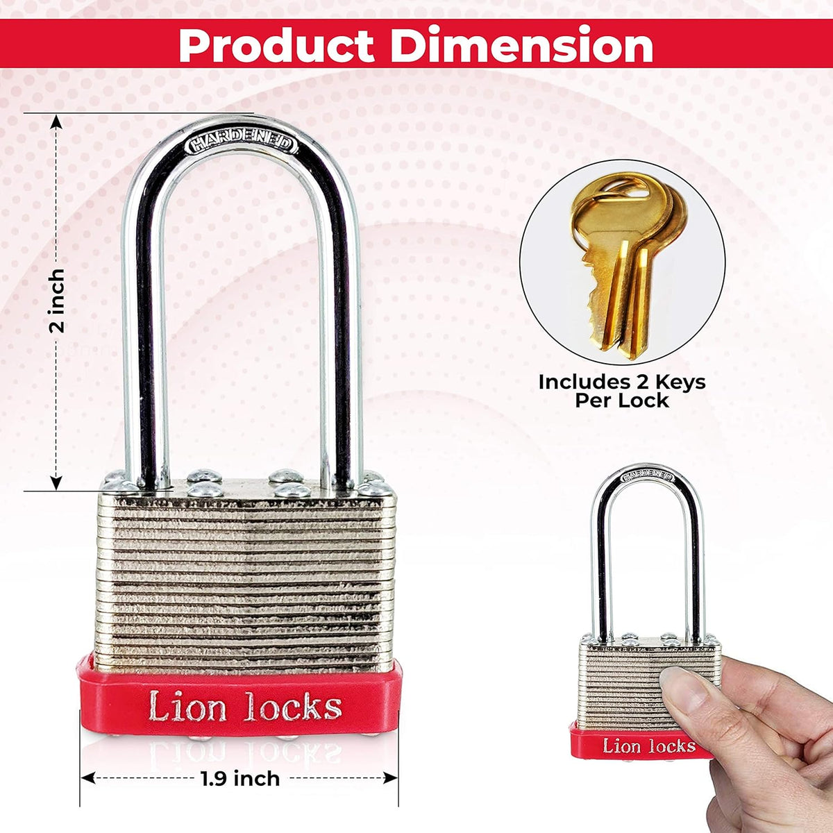 48 Keyed-Alike Padlocks with 2" Long Shackle, Hardened Steel Case, Brass Pin Cylinder S558