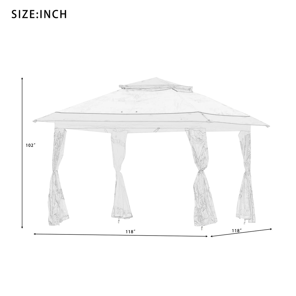 10' X 10' Outdoor Gazebo Tent with Metal Frame, khaki X652053