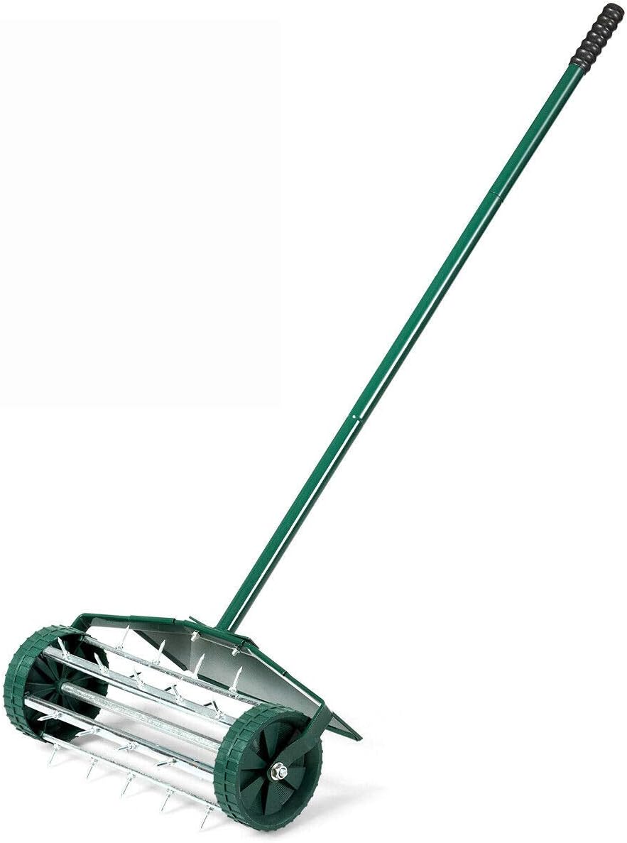 Rolling Lawn Aerator 18-inch Spike Soil Aeration, 40.5-in Handle, Pack of 2 X966