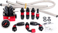 Universal Adjustable Fuel Pressure Regulator Kit with AN6 Hose Fittings 100psi Gauge Black & Red Pack of 2 A6572