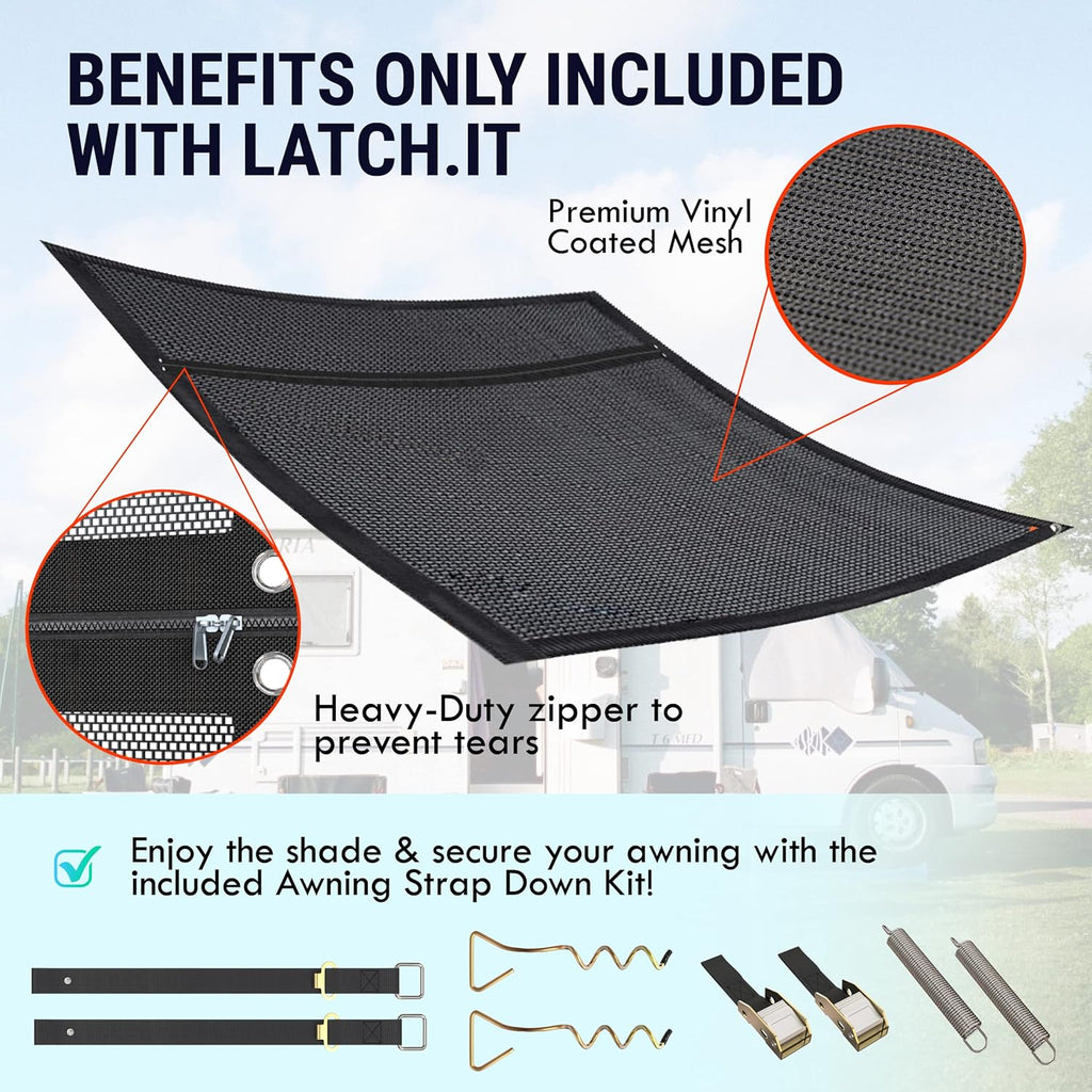 RV Awning Shade Screen 9x15.3’ with Zipper R252346