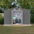 Black Heavy-Duty Outdoor Metal Storage Shed with Floor Base C84299
