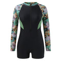 Women Printed Long Sleeve Rashguard Snorkel Surf Suit Tankini Sets F1752