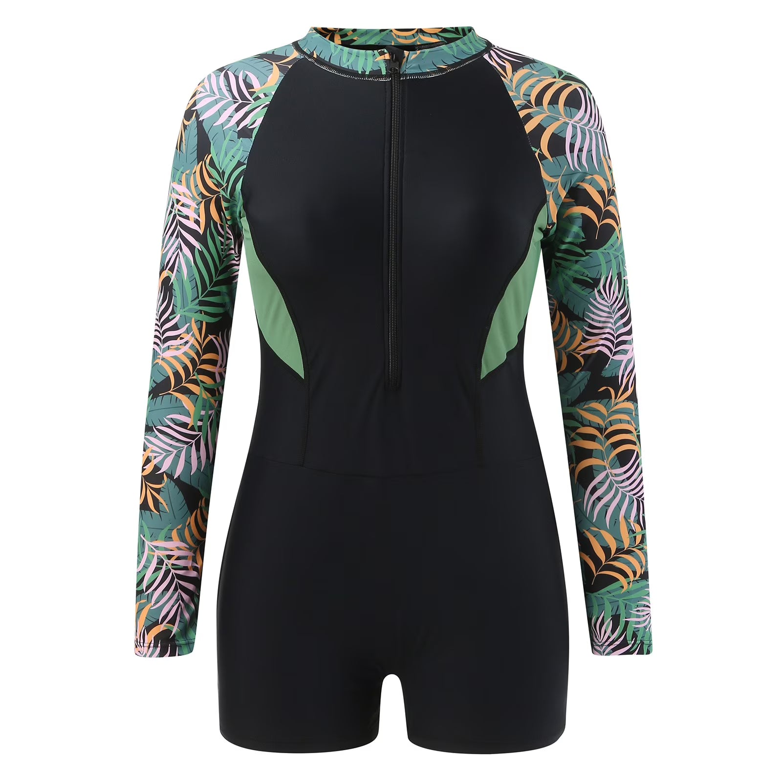 Women Printed Long Sleeve Rashguard Snorkel Surf Suit Tankini Sets F1752