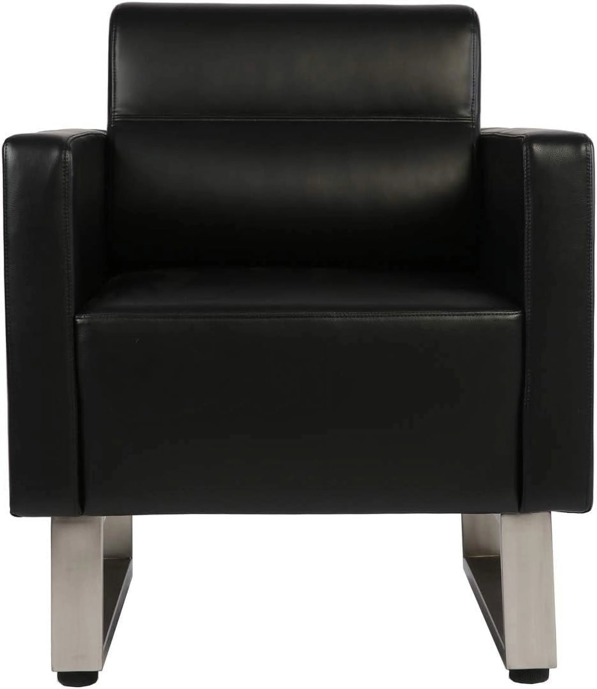 Black Leather Club Chair with Cushion P1974