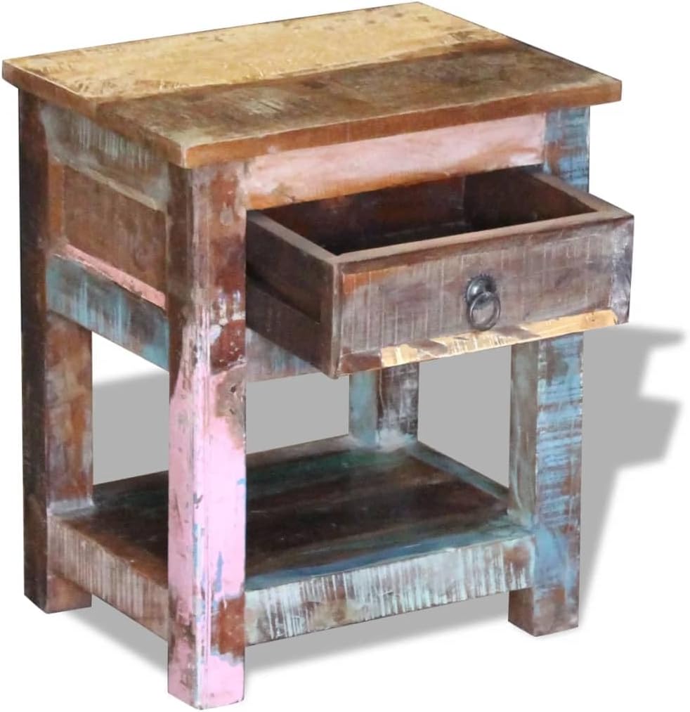 Solid Reclaimed Wood Side Table with 1 Drawer P87928