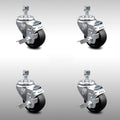 3 inch Soft Rubber Wheel Swivel Caster Set Brake T167