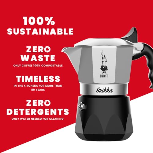 2 Cups 3.4 Oz Aluminum Black Stovetop Coffee Maker U804