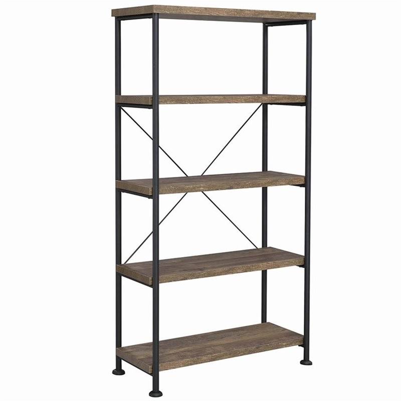 Rustic Oak and Black 4 Shelf Bookcase J60254