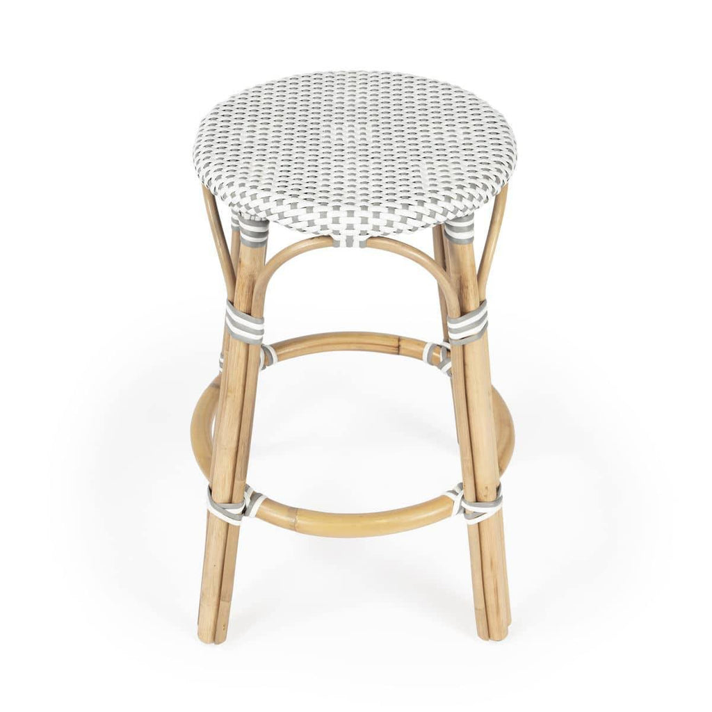 Grey & White Rattan Counter Stool H63420